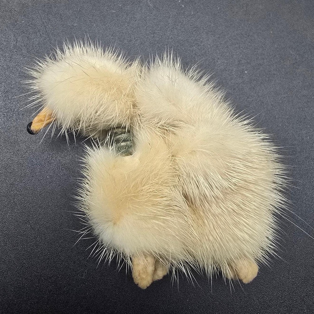 Vintage Fur Poodle Dog Brooch Beige Cream Animal Jewelry